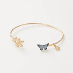Fable England Enamel Blue Butterfly Bangle