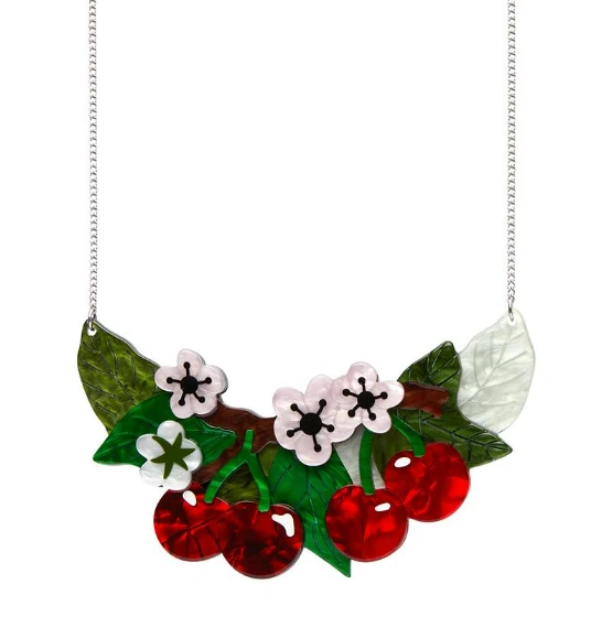 Erstwilder Botanical Fruit Blossoming Cherries Statement Necklace Erstwilder Botanical Fruit Blossoming Cherries Statement Necklace -Fable England shop CherriesNL1