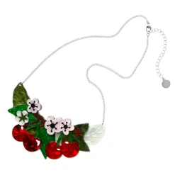 Erstwilder Botanical Fruit Blossoming Cherries Statement Necklace 2 Erstwilder Botanical Fruit Blossoming Cherries Statement Necklace -Fable England shop CherriesNL2