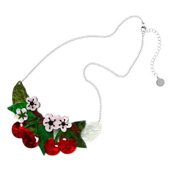 Erstwilder Botanical Fruit Blossoming Cherries Statement Necklace Erstwilder Botanical Fruit Blossoming Cherries Statement Necklace -Fable England shop CherriesNL2