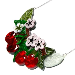 Erstwilder Botanical Fruit Blossoming Cherries Statement Necklace 3 Erstwilder Botanical Fruit Blossoming Cherries Statement Necklace -Fable England shop CherriesNL5