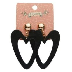 Erstwilder Pete Cromer Wildlife Textured Resin Heart Drop Earrings Black