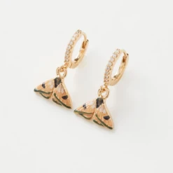 Fable England Enamel Moth Huggie Earrings