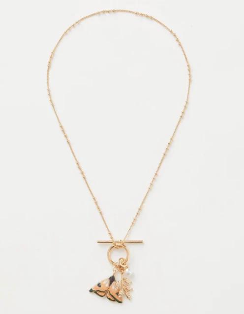 Fable England Enamel Moth and Leaf Charm Necklace Fable England Enamel Moth And Leaf Charm Necklace -Fable England shop MothNL2