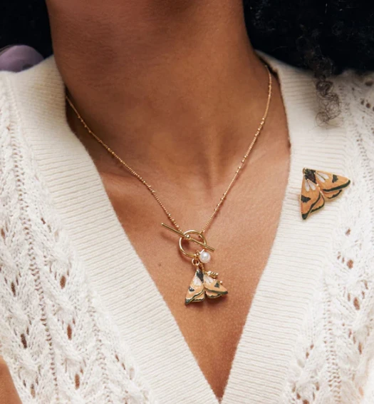Fable England Enamel Moth and Leaf Charm Necklace Fable England Enamel Moth And Leaf Charm Necklace -Fable England shop MothNL3 73a054d6 8454 4500 99c4 6dcb9fb43b28