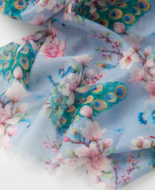 Fable England Peacock Vintage Blue Scarf 2 Fable England Peacock Vintage Blue Scarf - Image 2
