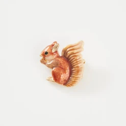 Fable England Enamel Red Squirrel Brooch