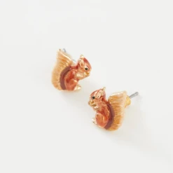 Fable England Enamel Red Squirrel Earrings