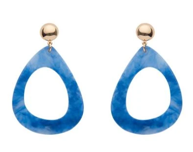 Erstwilder Pete Cromer Wildlife Textured Resin Tear Drop Earrings Blue Erstwilder Pete Cromer Wildlife Textured Resin Tear Drop Earrings Blue -Fable England shop TearBlue1