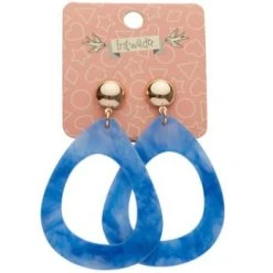 Erstwilder Pete Cromer Wildlife Textured Resin Tear Drop Earrings Blue