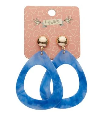 Erstwilder Pete Cromer Wildlife Textured Resin Tear Drop Earrings Blue Erstwilder Pete Cromer Wildlife Textured Resin Tear Drop Earrings Blue -Fable England shop TearBlue2