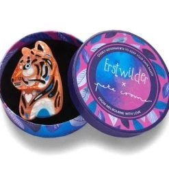 Erstwilder Pete Cromer Wildlife The Tranquil Tiger Brooch -Fable England shop Tiger3